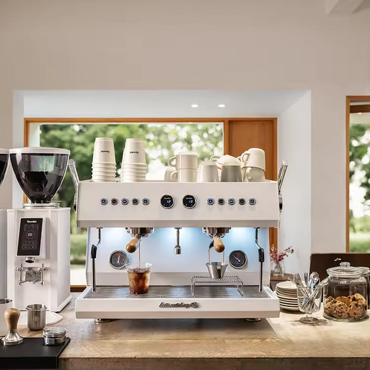 Professional Lever Espresso Machine with Saturated Double Boiler (3.5L+1.5L) Precision Needle Valve for Coffee Shop