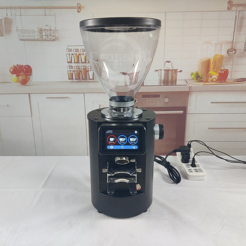 Hot Selling Professional 90mm SUS420 8 Gear Adjusted Weighing Function Electric Coffe Coffee Bean Grinder With Scale