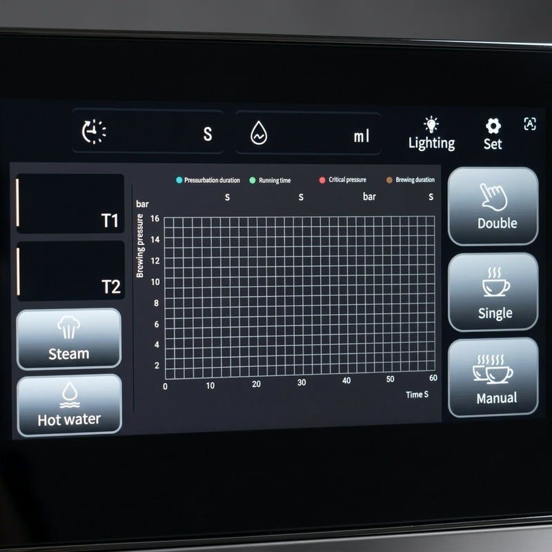 VOKA Real-time Monitoring Recording Powder Layer Pressure Dual Boiler Semi-Automatic Espresso Machine Intelligent